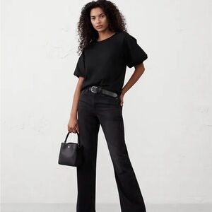 Banana Republic Factory Black puff sleeve top